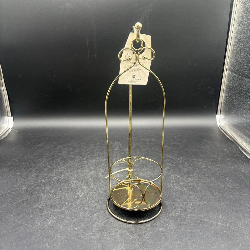 2 Home Interiors Gold Brass Swinging Jar Candle Holder Stand 92003-DE Vtg Decor